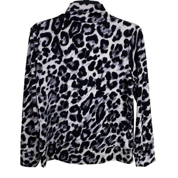 Womens‎ Vintage ONQUE CASUAL Full Zip Velour Grey Cheetah print Jacket Sz M - Picture 9 of 11